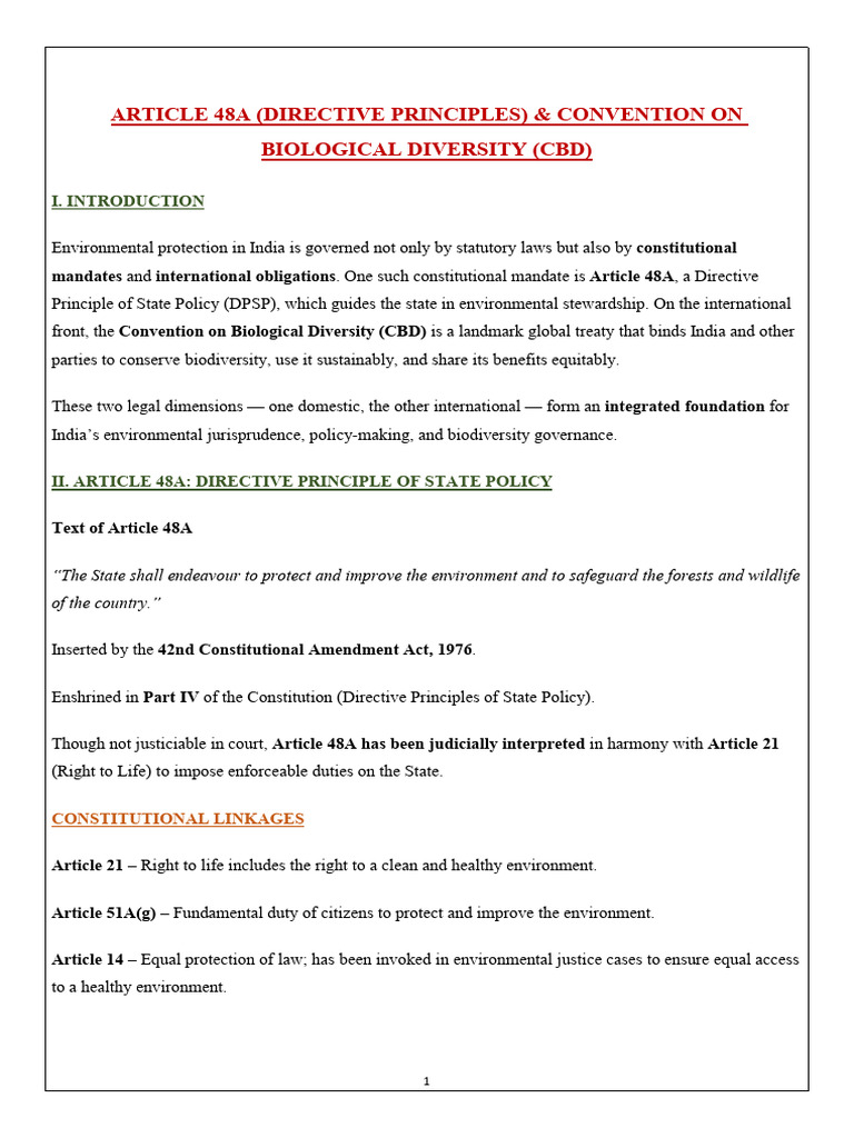 Article 48A: India's Environmental Directive | PDF | Environmental ...