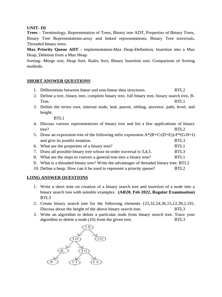 Trees, Heaps, and Sorting Techniques | PDF | Algorithms And Data ...