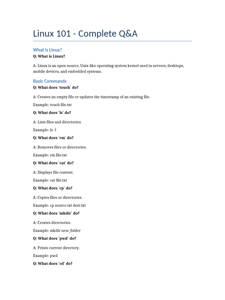 Linux 101 Partial QA | PDF