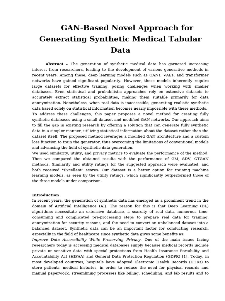 GANs for Synthetic Medical Data Generation | PDF | Machine Learning ...
