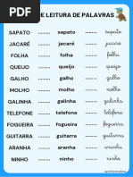 Ficha de Leitura Palavras Com Sílabas Canônica e Não Canônica | PDF