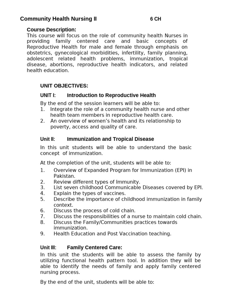 Community Health Nursing II Course Overview | PDF | Childbirth ...
