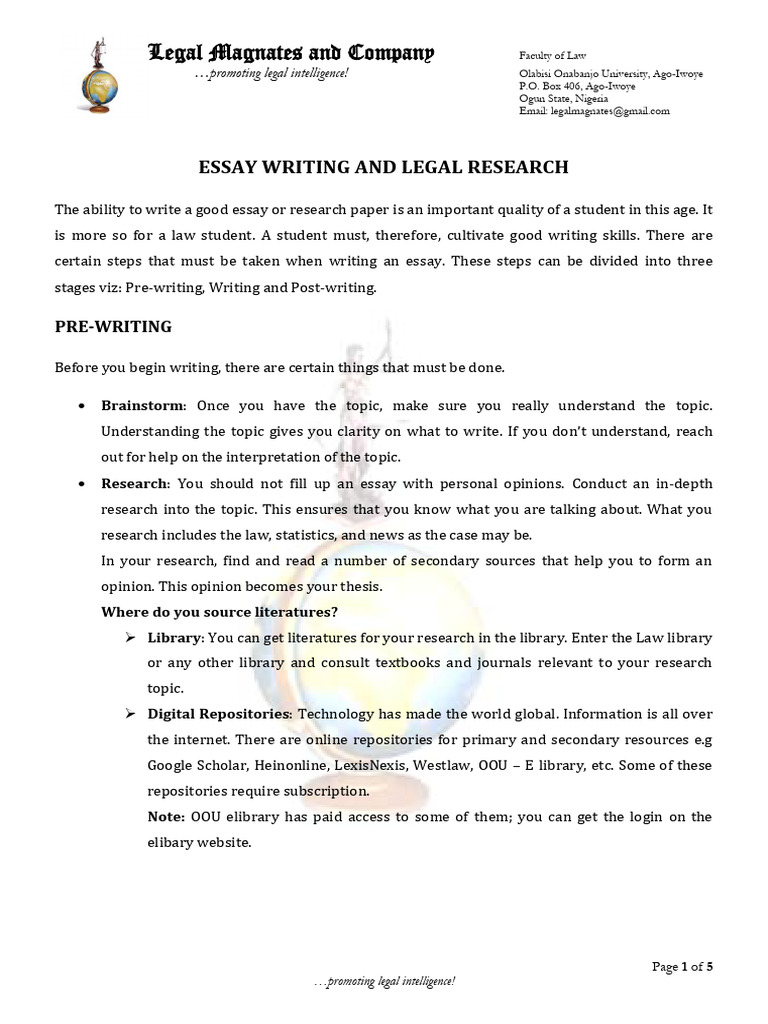 Essay Writing & Legal Research Guide | PDF | Essays | Argument