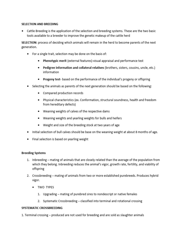 Cattle Breed Selection and Systems | PDF | Selective Breeding | Mammal ...