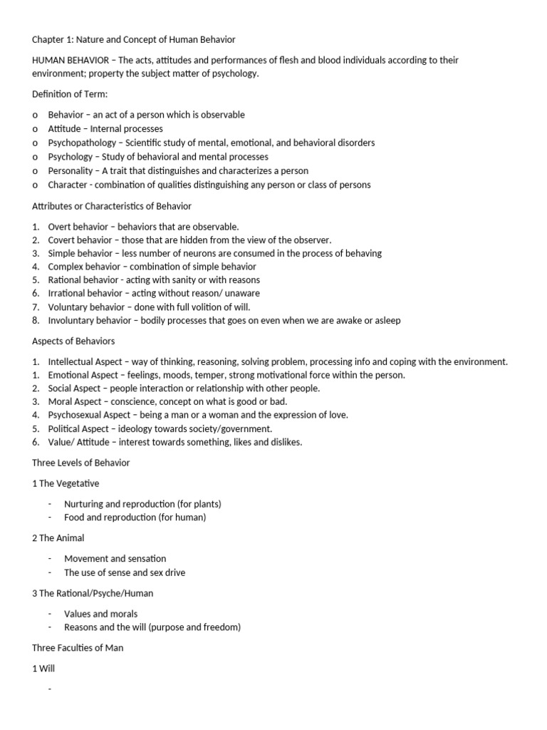 Understanding Human Behavior Concepts | PDF
