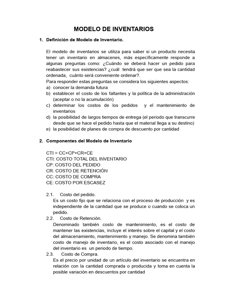 Guía Completa sobre Modelos de Inventarios | PDF | Economias | Ciencias ...