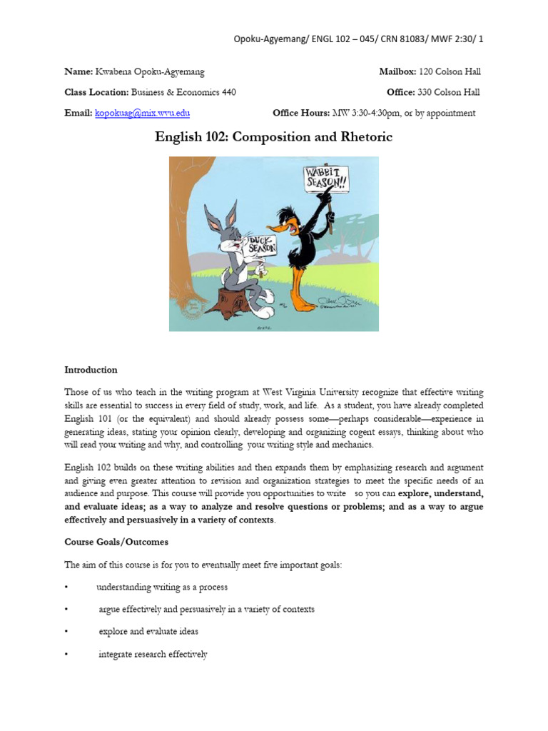 English 102 Course Overview and Policies | PDF | Bibliography | Citation