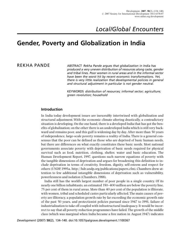 Gender, Poverty and Globalization in India 2007 | PDF | Poverty ...