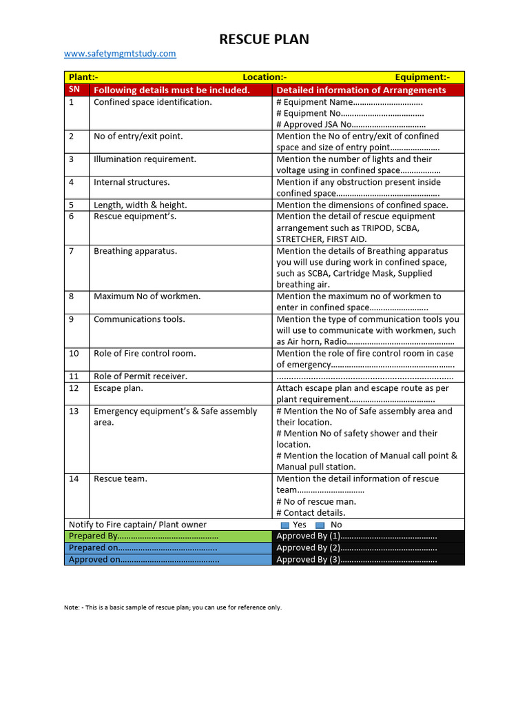 Rescue Plan | PDF | Occupational Safety And Health | Equipment