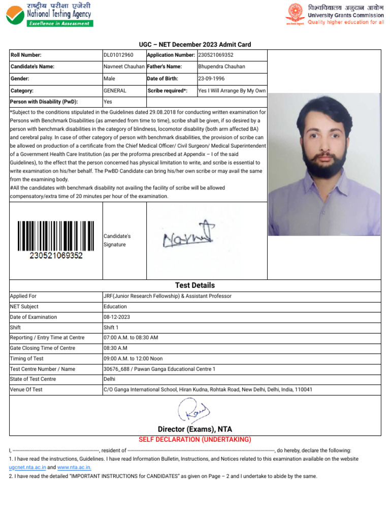 University Grants Commission (UGC) - NET - India | PDF | Identity Document