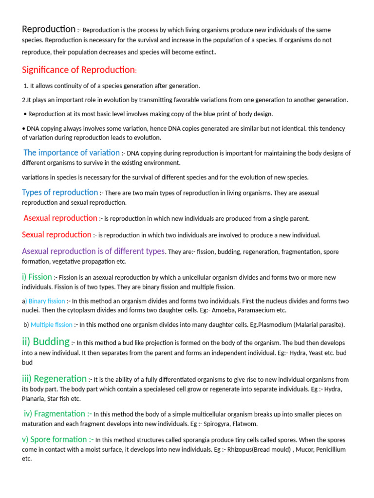 Understanding Reproduction in Organisms | PDF | Sexual Reproduction ...
