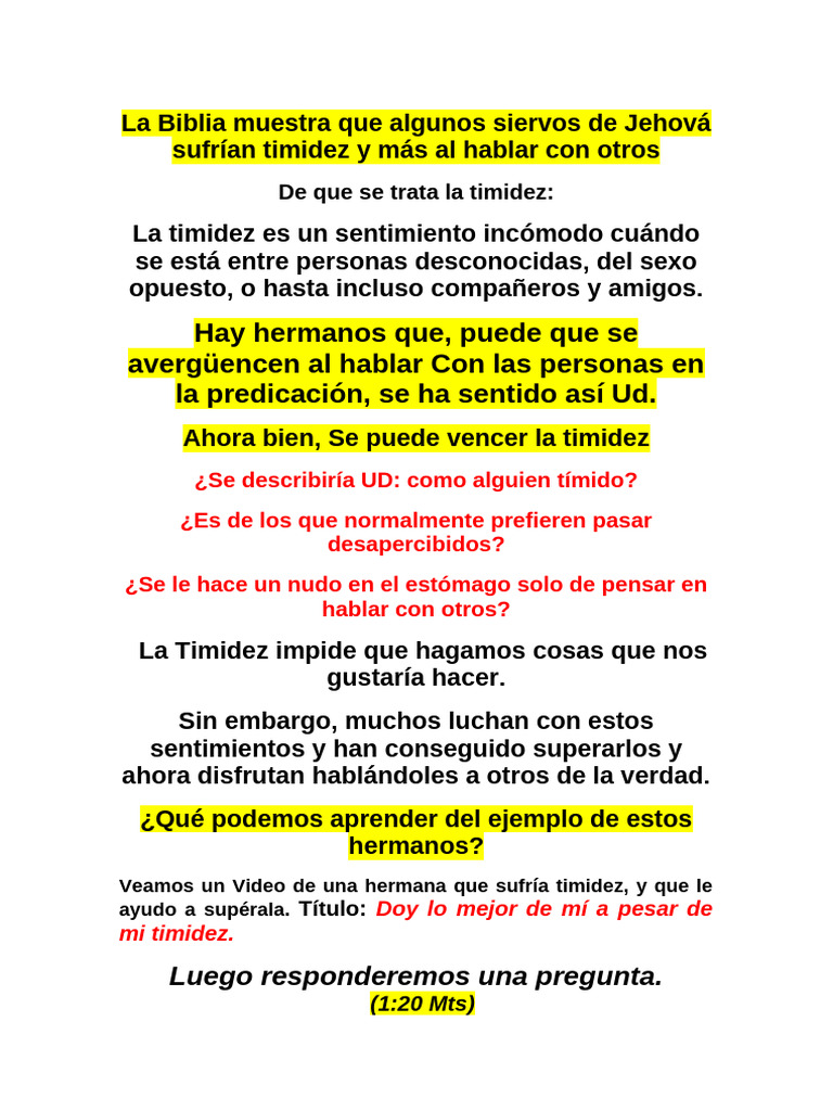 Tema Timidez | PDF