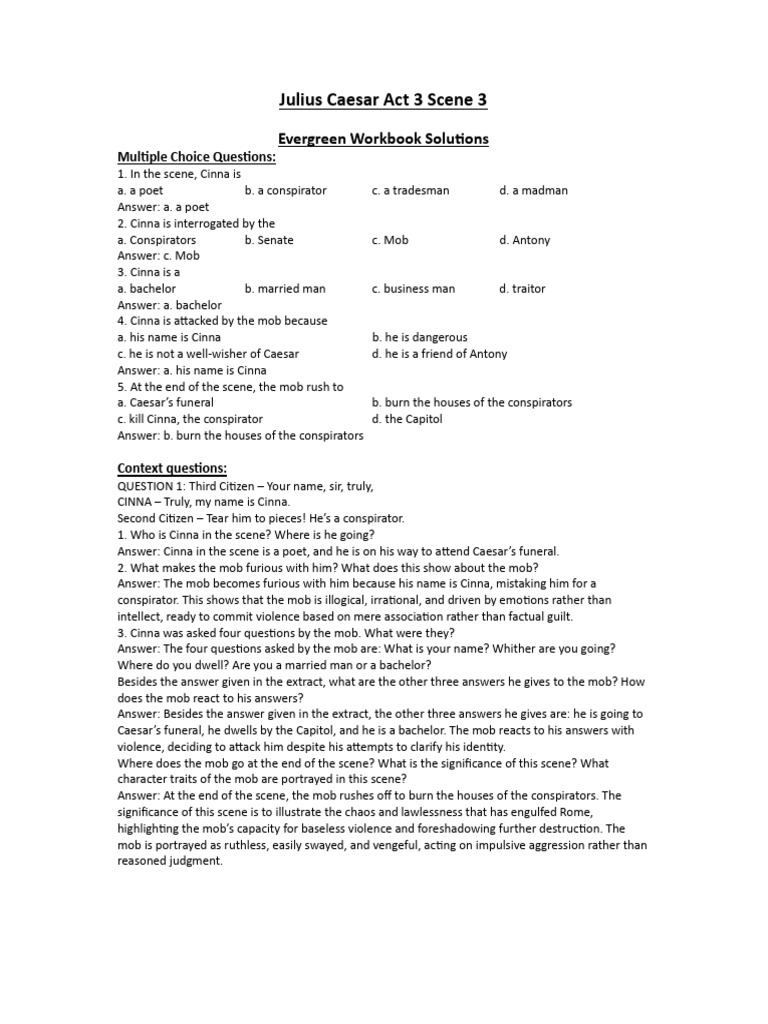 Std-10 JS Workbook Solutions Act-3 Scn-3 | PDF | Julius Caesar