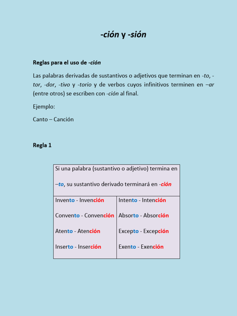 Reglas de uso de -ción y -sión | PDF | Sintaxis | Semántica