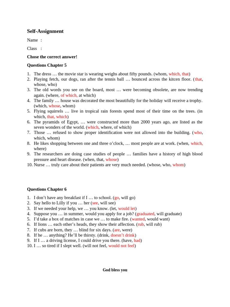Self Assigment Chapter 5 and 6 | PDF