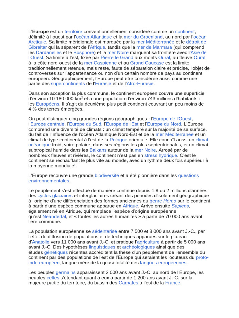 Géographie et Histoire de l'Europe | PDF | L'Europe