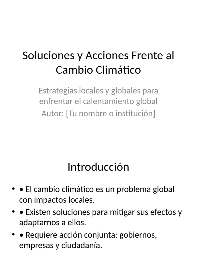 Soluciones y Acciones contra el Cambio Climático | PDF | Mitigación del ...