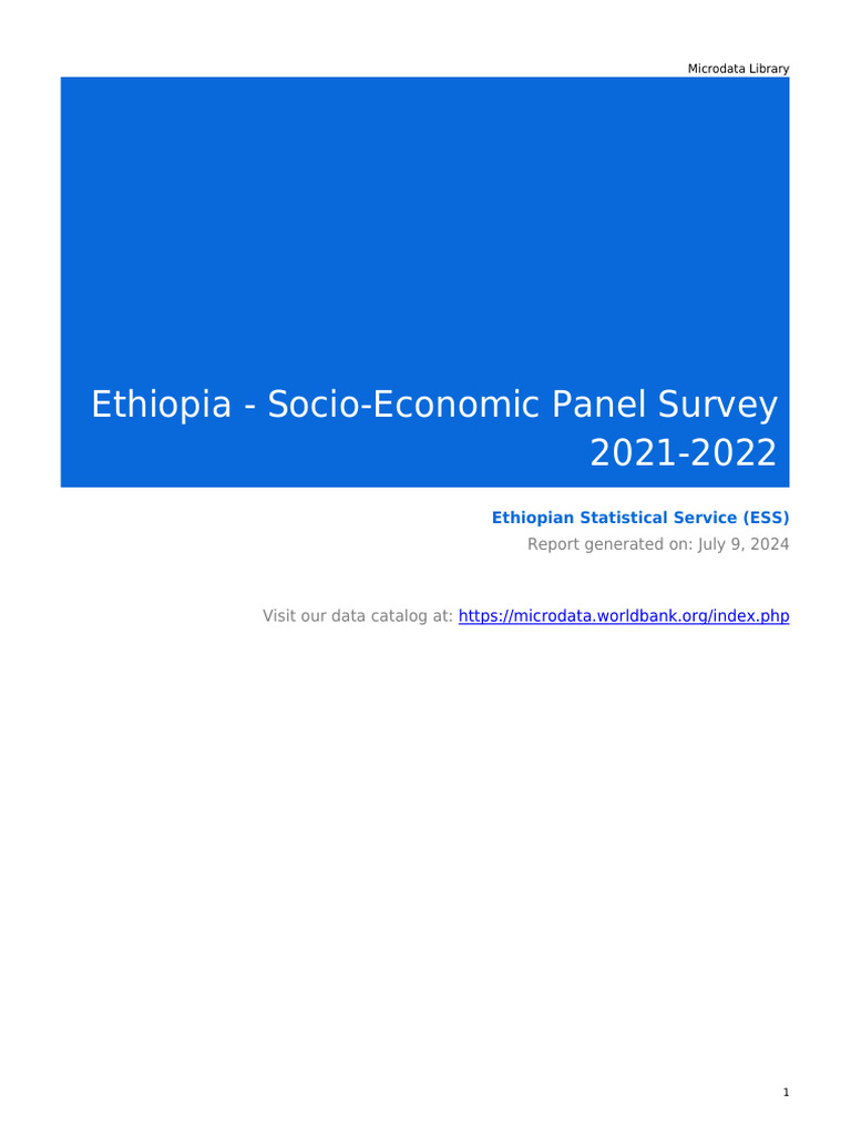 Ethiopia Socio-Economic Panel Survey 2021-22 | PDF | Survey Methodology ...