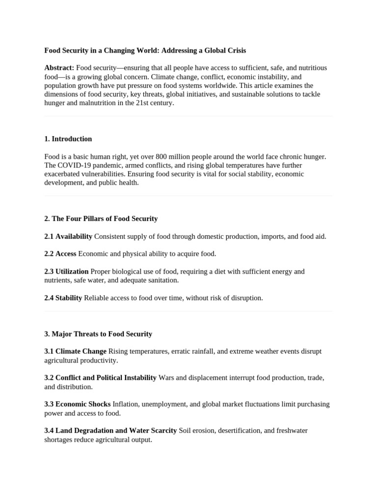 Food Security in A Changing World | PDF | Food Security | Hunger