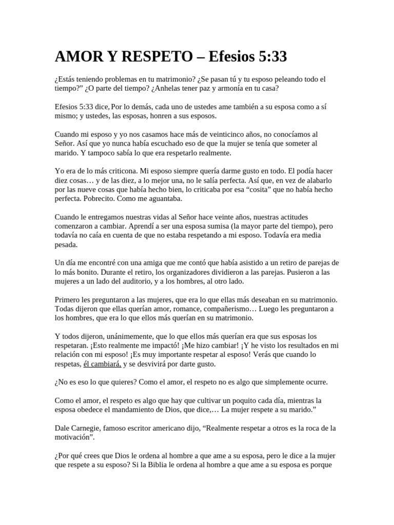 Amor y Respeto en el Matrimonio | PDF | Amor | Matrimonio