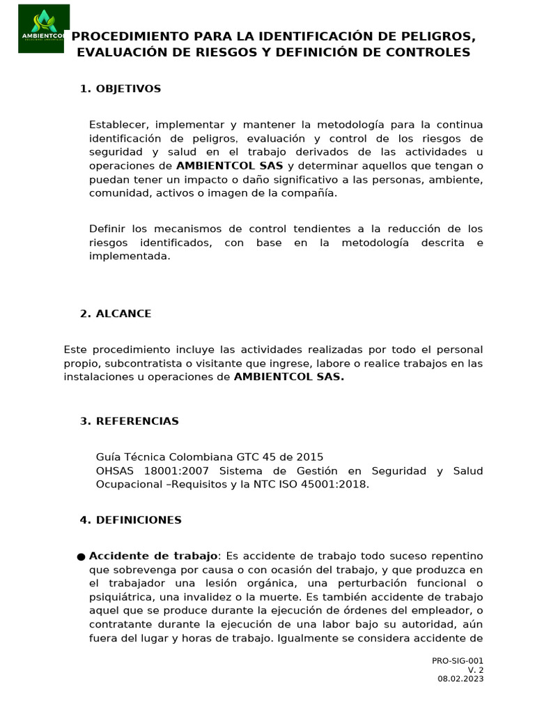 Identificación y Control de Riesgos Laborales | PDF | Riesgo ...