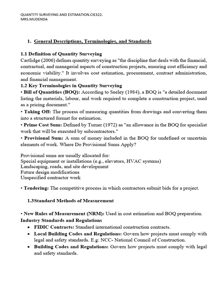 Quantity Surveying and Estimation Guide | PDF | Brick | Concrete