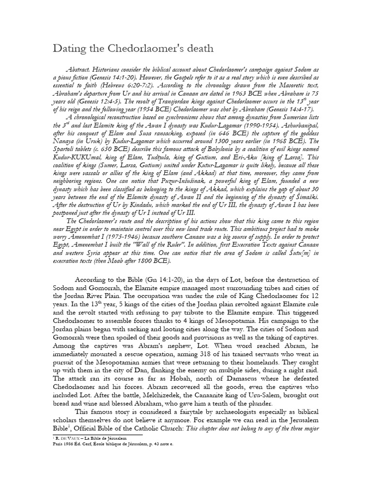 Dating The Chedorlaomers Death | PDF | Archaeology Of Iraq | Sumer