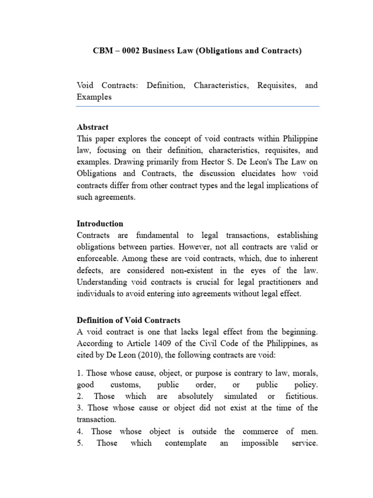 Understanding Void Contracts in the Philippines | PDF | Annulment ...