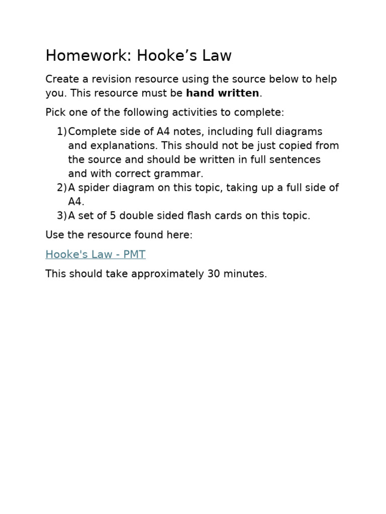 Hooke-S Law HW | PDF
