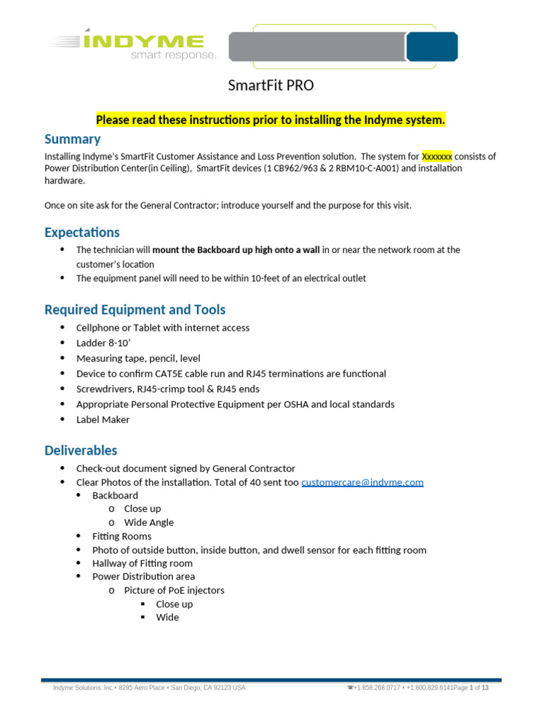 Indyme SmartFit Installation Guide | PDF | Electromagnetic Interference ...