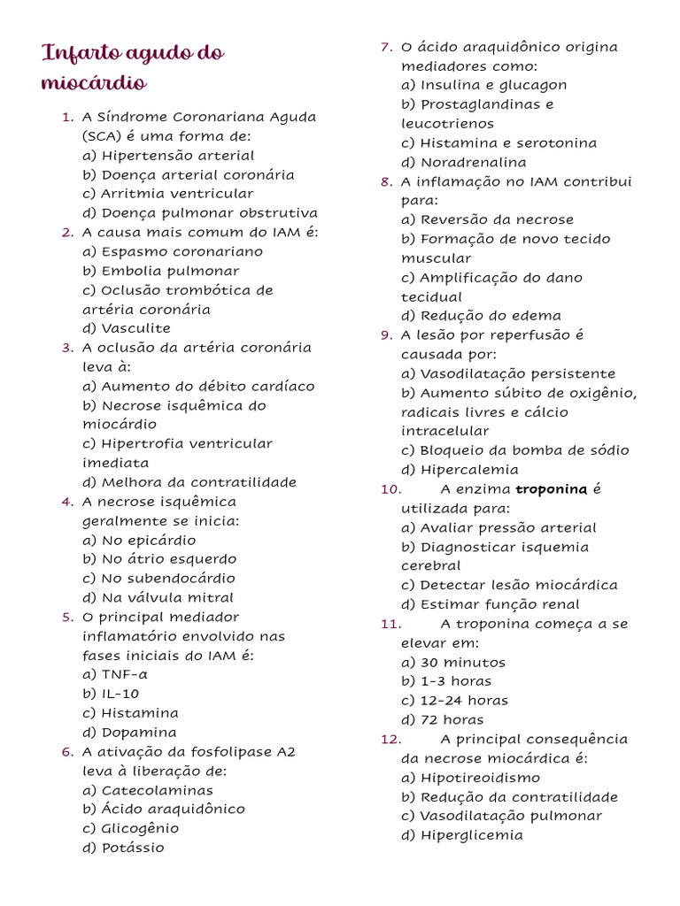 Causas e Consequências do Infarto Miocárdico | PDF | Infarto do ...