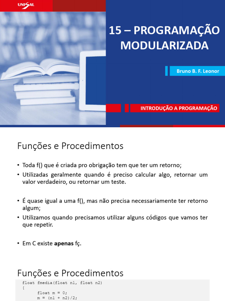 Funções e Procedimentos em C | PDF | Programação de computadores ...