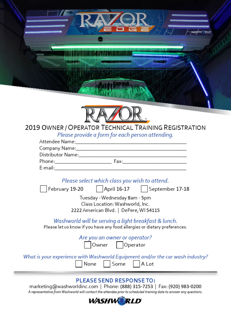 2019 Razor Owner Training Registration | PDF