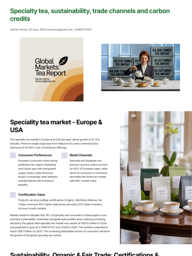 Specialty Tea, Sustainability, Trade Channels and Carbon Credits - 2025 ...