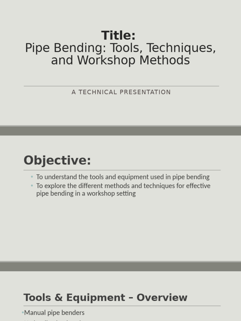 Pipe Bending Tools and Techniques Guide | PDF | Pipe (Fluid Conveyance ...
