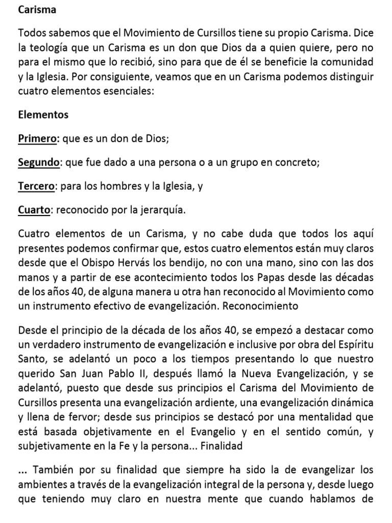 Carisma del Movimiento de Cursillos | PDF | Cristo (título) | Carisma