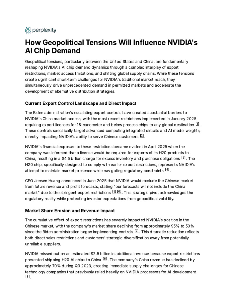 NVIDIA's Geopolitical Supply Chain Challenges | PDF | Artificial ...