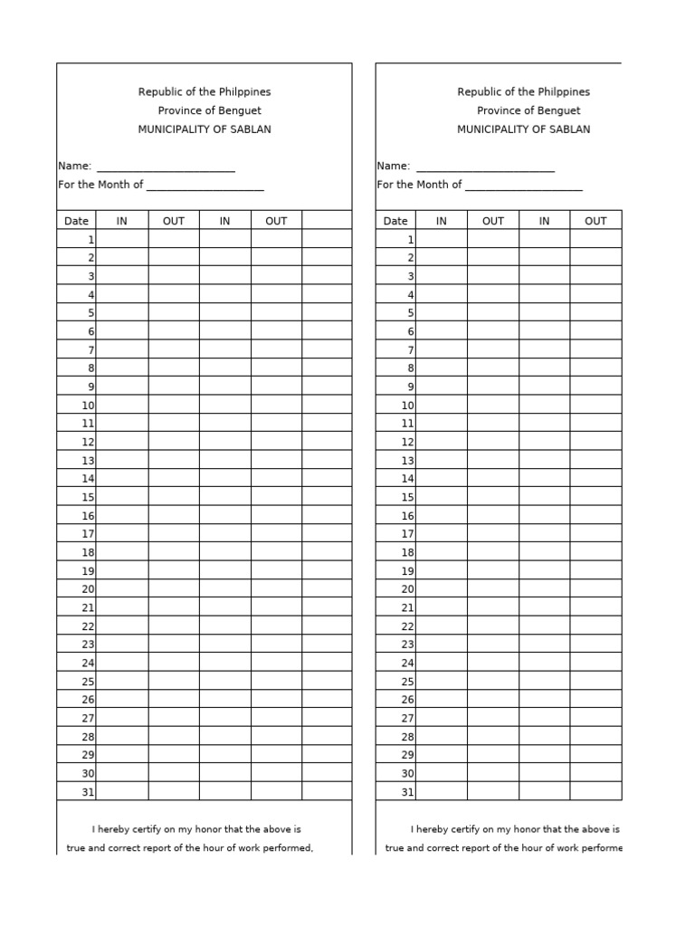 Monthly Work Hours Report Template | PDF