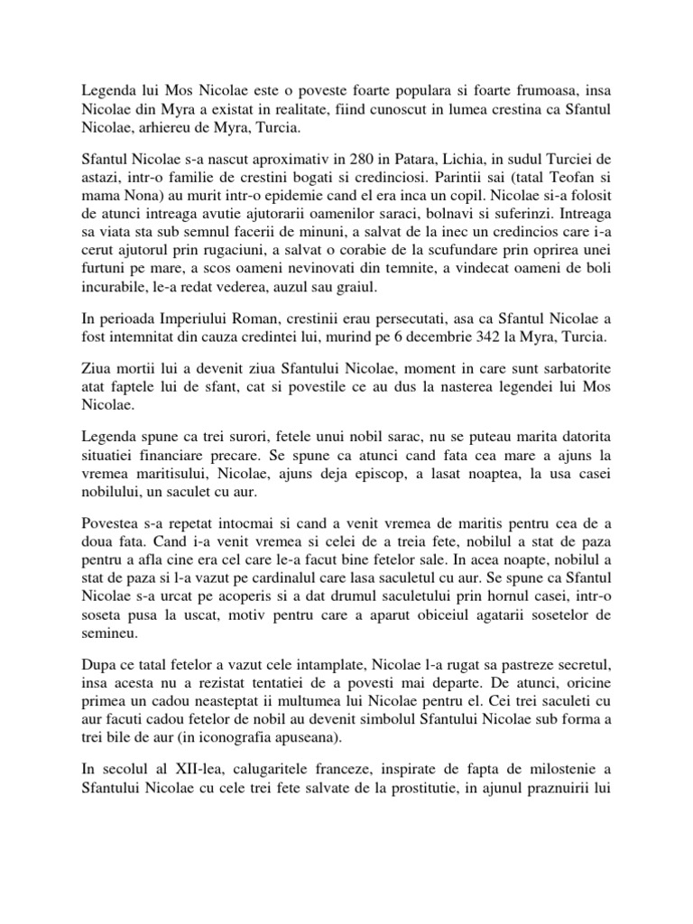 Legenda Lui Mos Nicolae Este O Poveste Foarte Populara Si Foarte Frumoasa