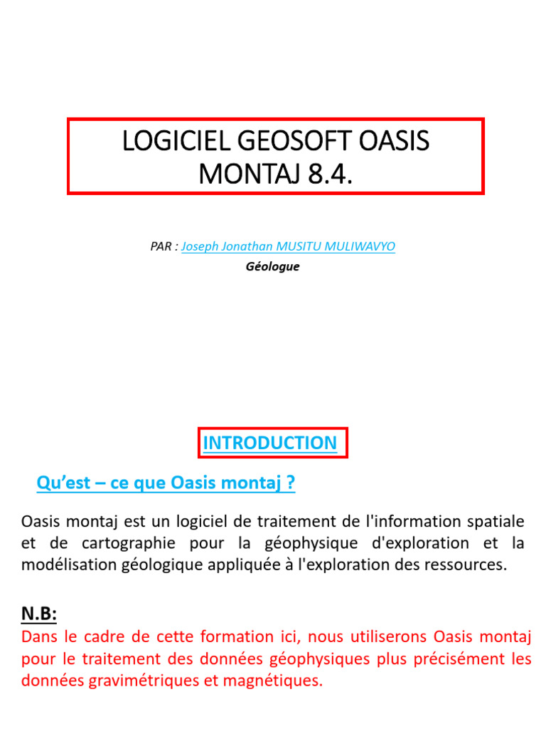 Formation sur Oasis Montaj 8.4 | PDF | Menu (Informatique) | Géophysique