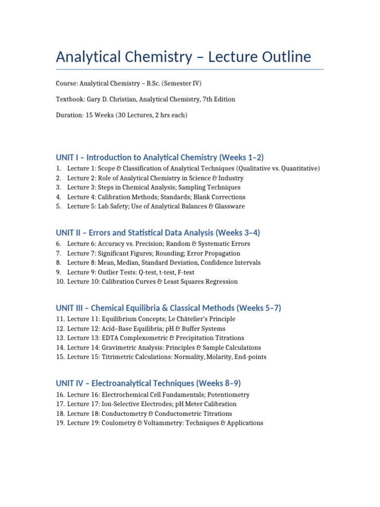 Analytical Chemistry Lecture Outline | PDF | Analytical Chemistry ...