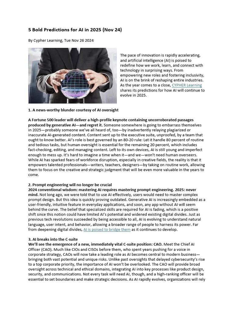 AI Predictions for 2025: Key Insights | PDF | Artificial Intelligence ...