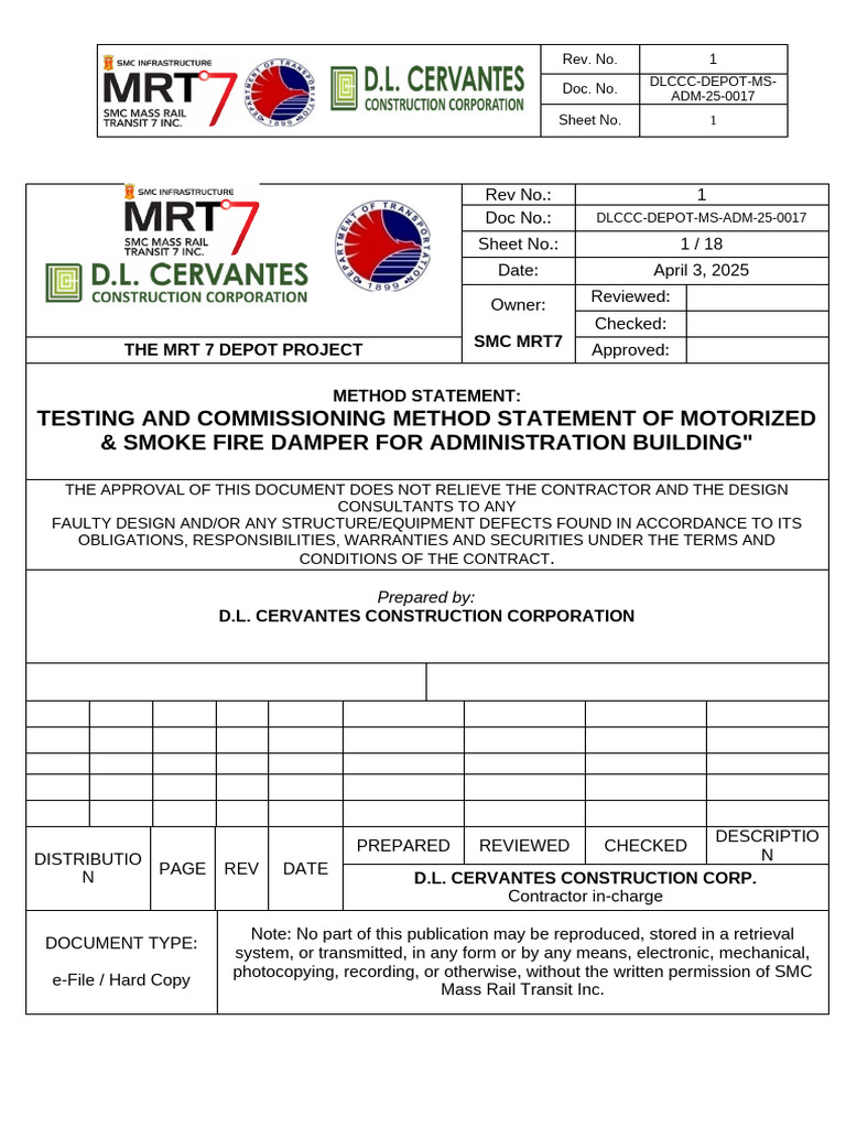 MRT7 Admin Building Damper Testing Method | PDF | Safety