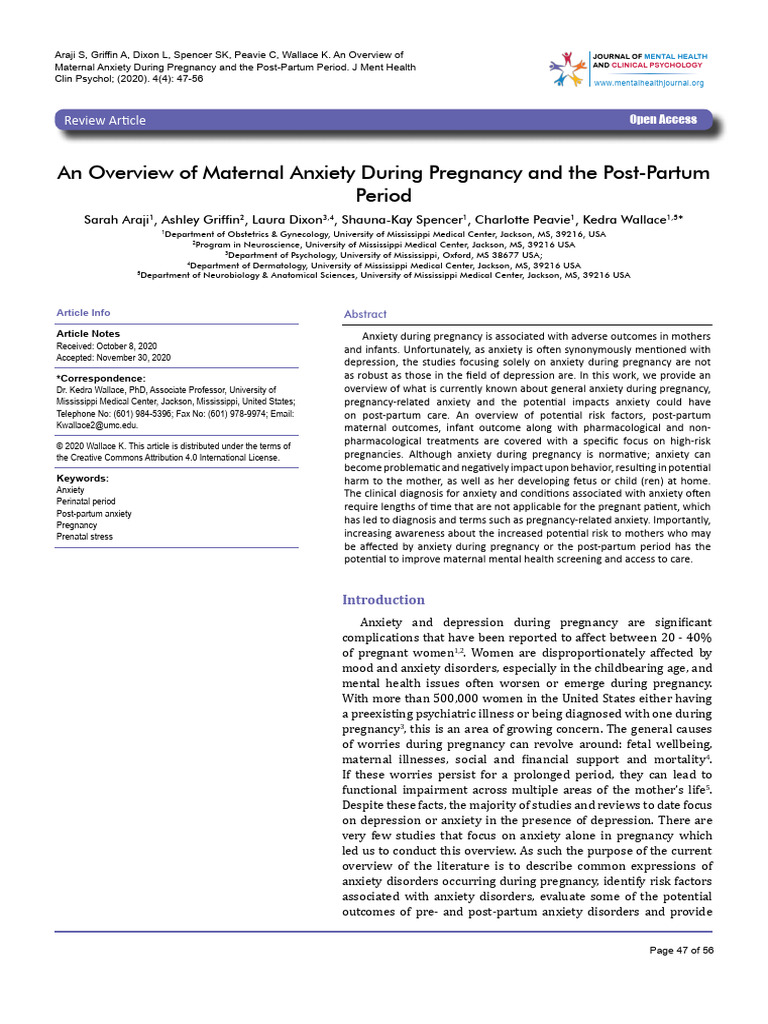 Maternal Anxiety: Pregnancy & Post-Partum Overview | PDF | Mental ...