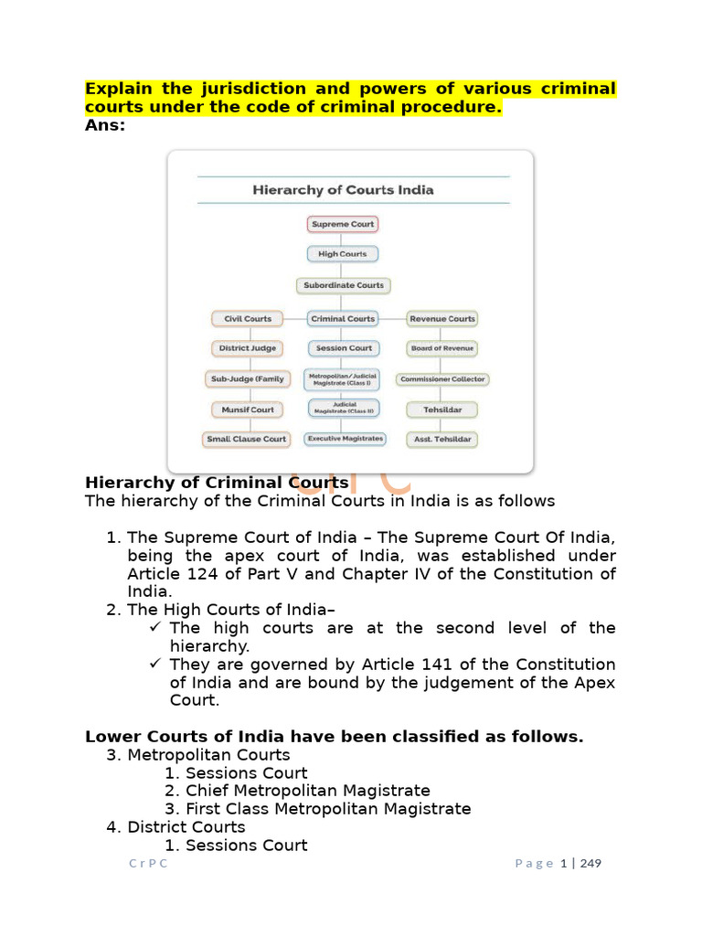 Jurisdiction of Criminal Courts in India | PDF | Supreme Courts ...