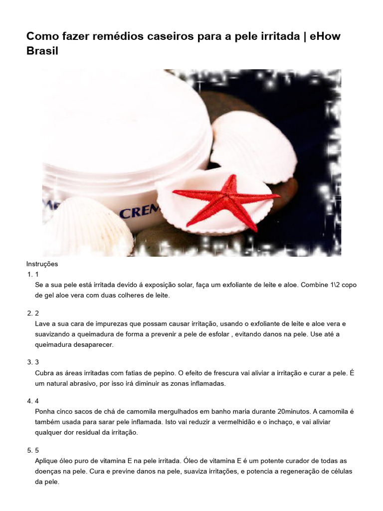 Remédios Caseiros para Pele Irritada | PDF