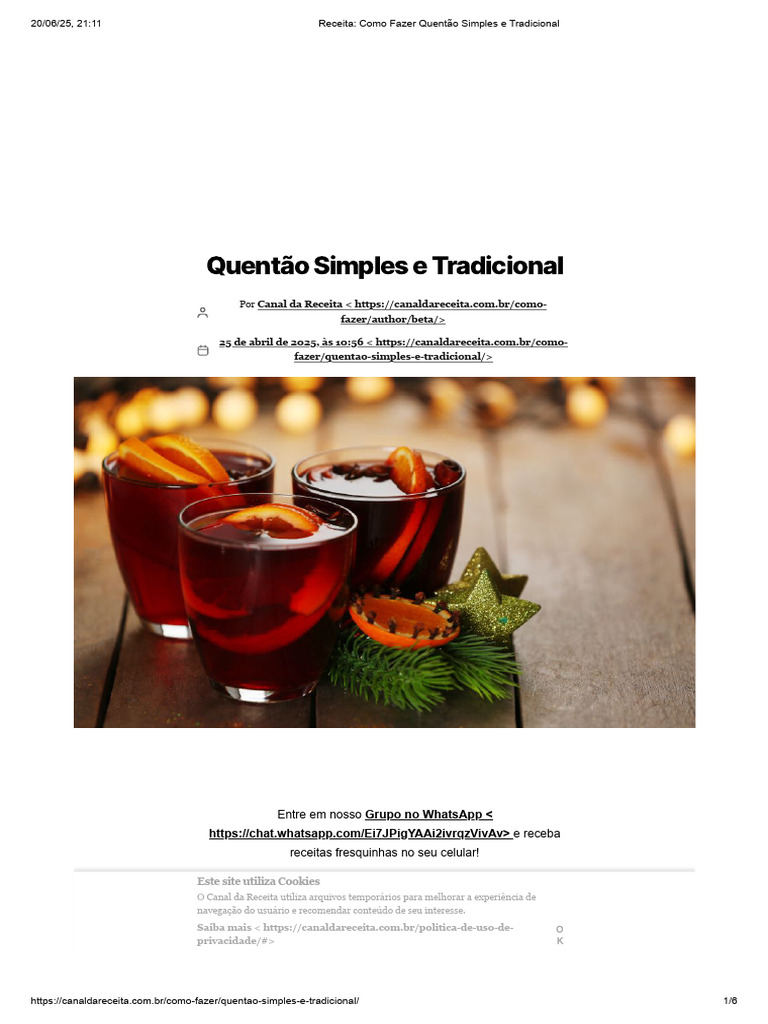 Receita de Quentão Simples e Tradicional | PDF | Gosto | Chocolate
