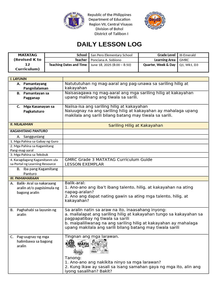 DLL Matatag Science 7 | PDF