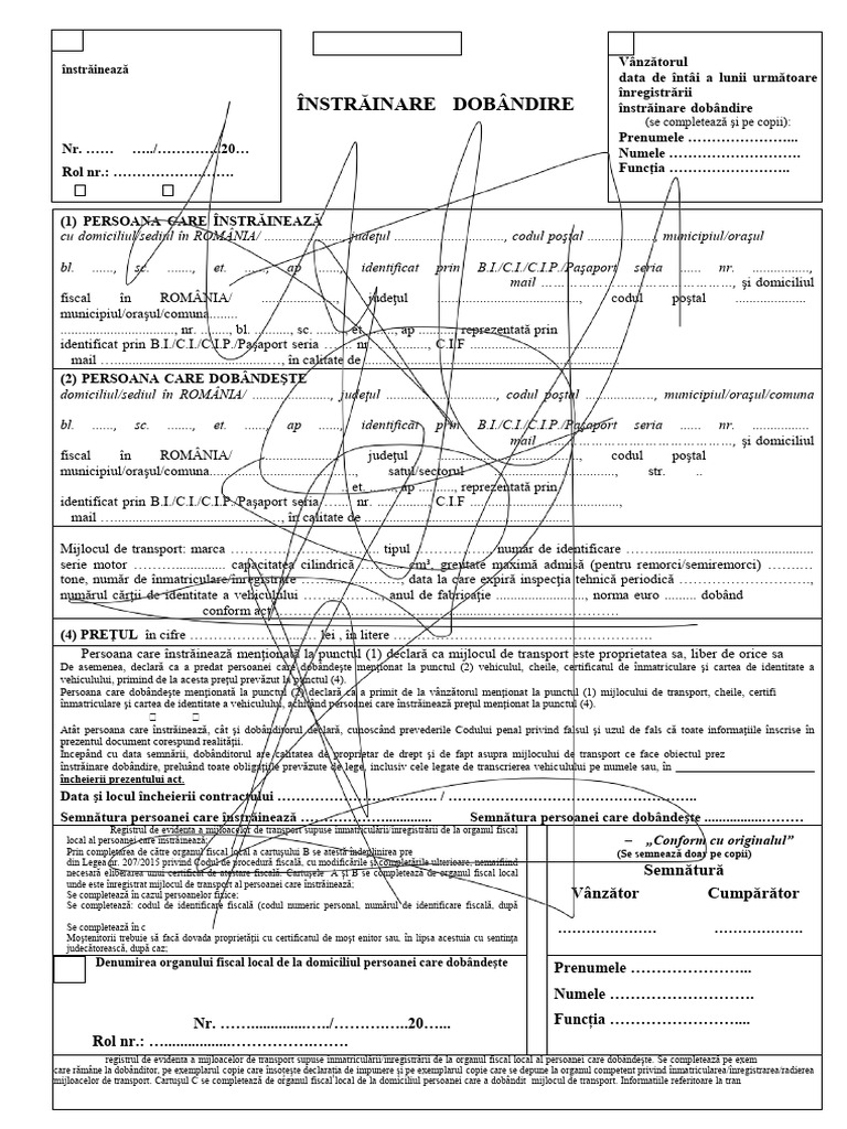 Contract de Instrainare-Dobandire A Unui Mijloc de Transport | PDF