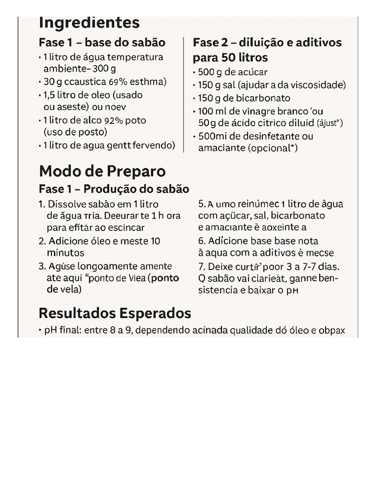 Receita Sabao Liquido Suave | PDF